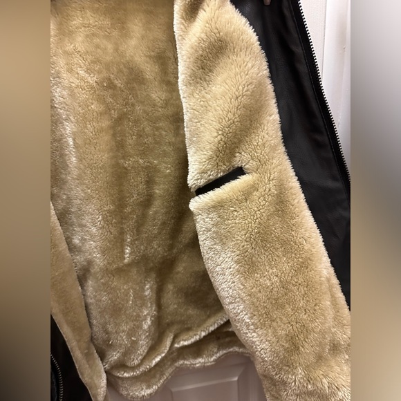 INC Men’s Faux Leather Bomber Jacket - Large - Picture 7 of 14